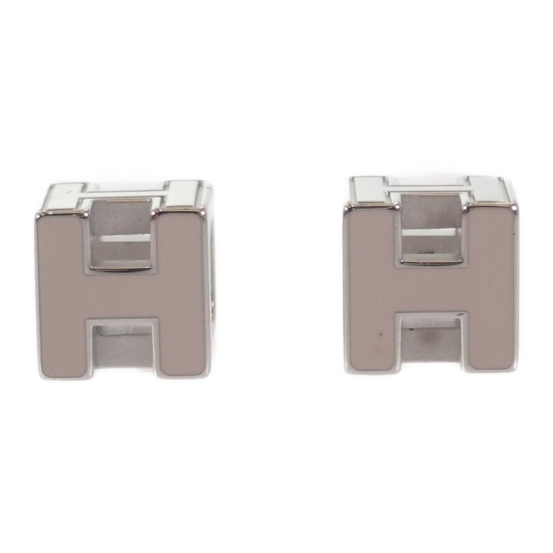 エルメス HERMES カージュドアッシュ Hキューブ ピアス メタル ベージュ シルバー レディース【中古】【Aランク】