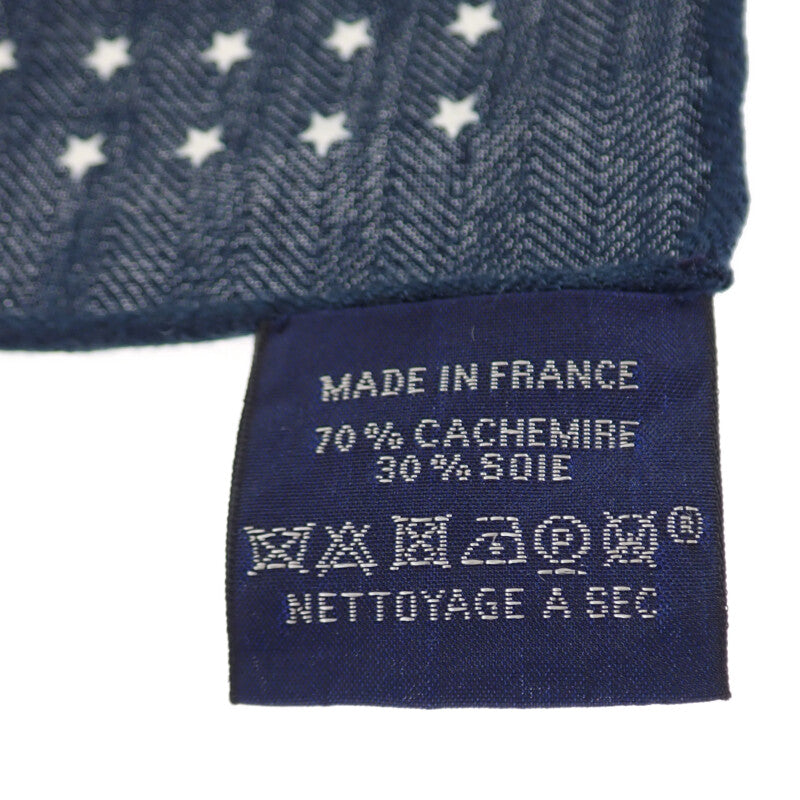 エルメス HERMES カレジェアン140 宮廷の馬具 スカーフ カシミヤ シルク ネイビー ブルー レディース【中古】【Aランク】