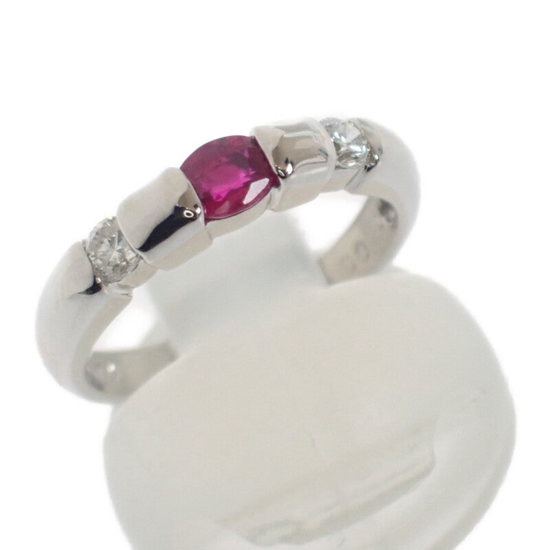 Pt900 R D デザインジュエリー リング Pt900プラチナ 10号 ルビー ダイヤモンド レディース【中古】【Aランク】