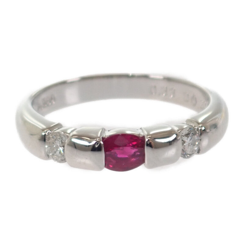 Pt900 R D デザインジュエリー リング Pt900プラチナ 10号 ルビー ダイヤモンド レディース【中古】【Aランク】