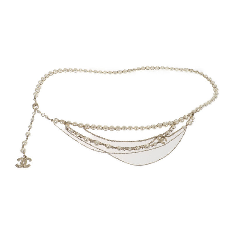 シャネル CHANEL ココマーク チェーン A19C刻印 ベルト GP フェイクパール ラインストーン レディース【中古】【Aランク】