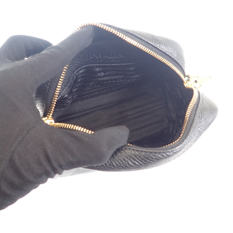 プラダ PRADA ヴィッテロダイノ 1BH187 ショルダーバッグ レザー NERO ブラック レディース メンズ【中古】【Aランク】