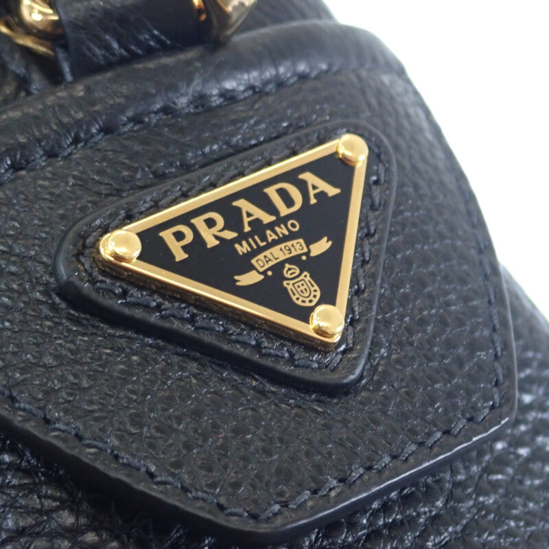 PRADA プラダ 1BH187 ヴィッテロダイノレザー 黒 ブラック 型押しロゴ ショルダーバッグ 鞄 カバン ブランド ゴールド金具 プラダ PRADA ヴィッテロダイノ 1BH187 ショルダーバッグ レザー NERO