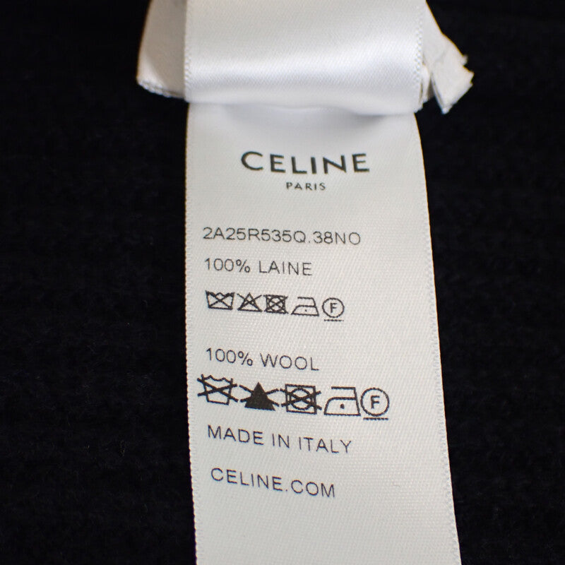 セリーヌ CELINE ニット帽 リブ編み 2A25R535Q.38NO ニットキャップ ウール ブラック レディース メンズ【中古】【Aランク】
