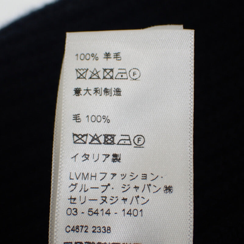 セリーヌ CELINE ニット帽 リブ編み 2A25R535Q.38NO ニットキャップ ウール ブラック レディース メンズ【中古】【Aランク】