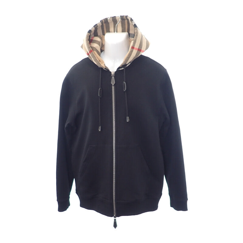 【中古】バーバリー BURBERRY ノバチェック フードジップ フーディー 8060705A1189 パーカー コットン ブラック ベージュ M メンズ【Aランク】