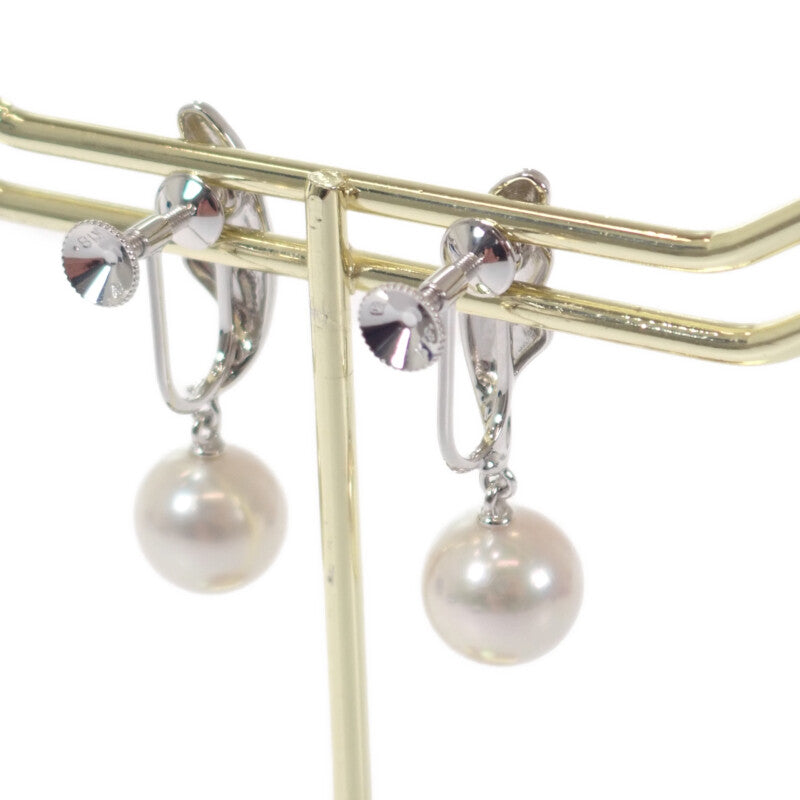 【中古】ミキモト MIKIMOTO フェザー パール イヤリング K18ホワイトゴールド アコヤ真珠 レディース【Aランク】