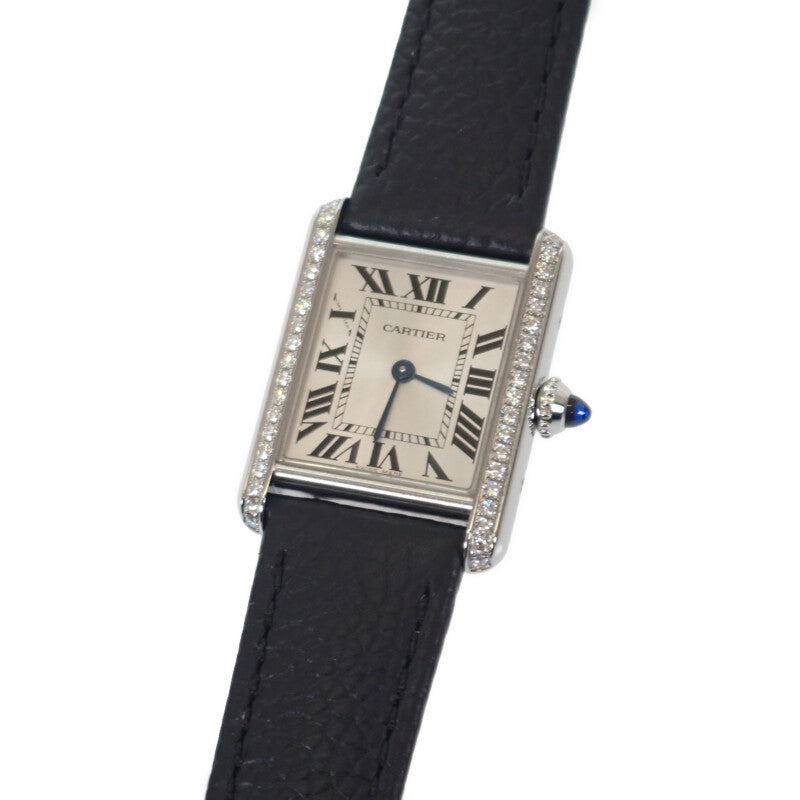 カルティエ CARTIER タンクマスト SM W4TA0016 腕時計 ステンレススチール ダイヤモンド カーフレザー クオーツ シルバー文字盤 レディース【中古】【Aランク】