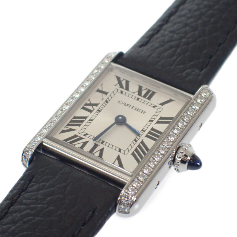 カルティエ CARTIER タンクマスト SM W4TA0016 腕時計 ステンレススチール ダイヤモンド カーフレザー クオーツ シルバー文字盤 レディース【中古】【Aランク】