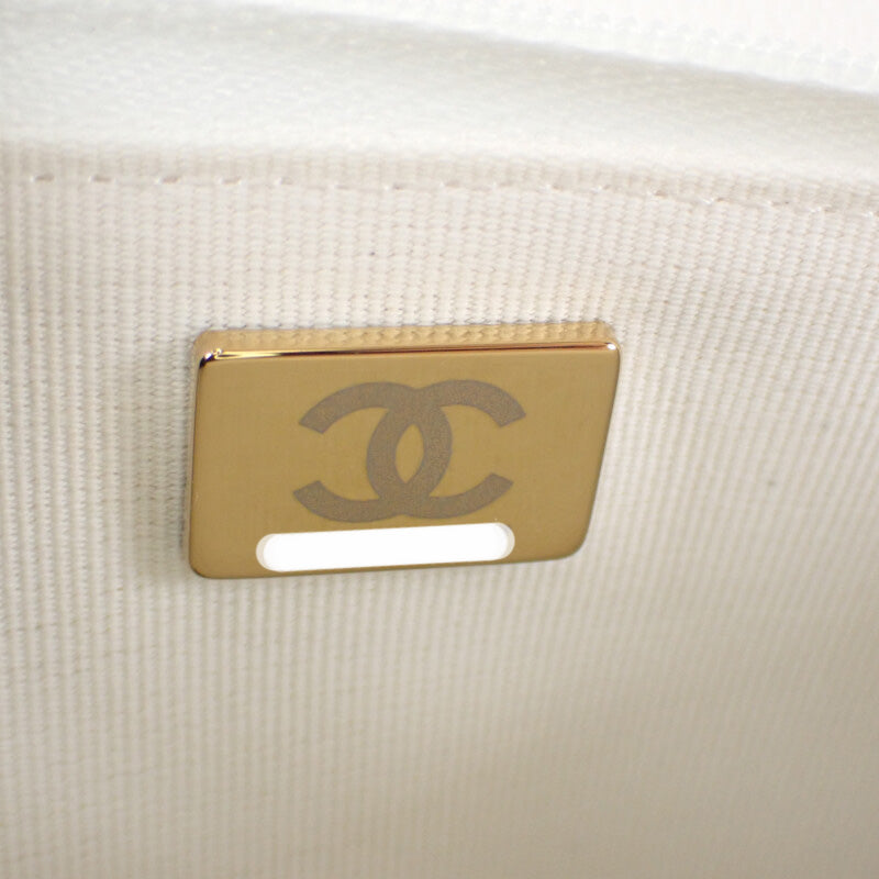 シャネル CHANEL クラシック チェーンウォレット AP0250 ショルダーバッグ キャビアスキン ホワイト ゴールド金具 レディース【中古】【Aランク】