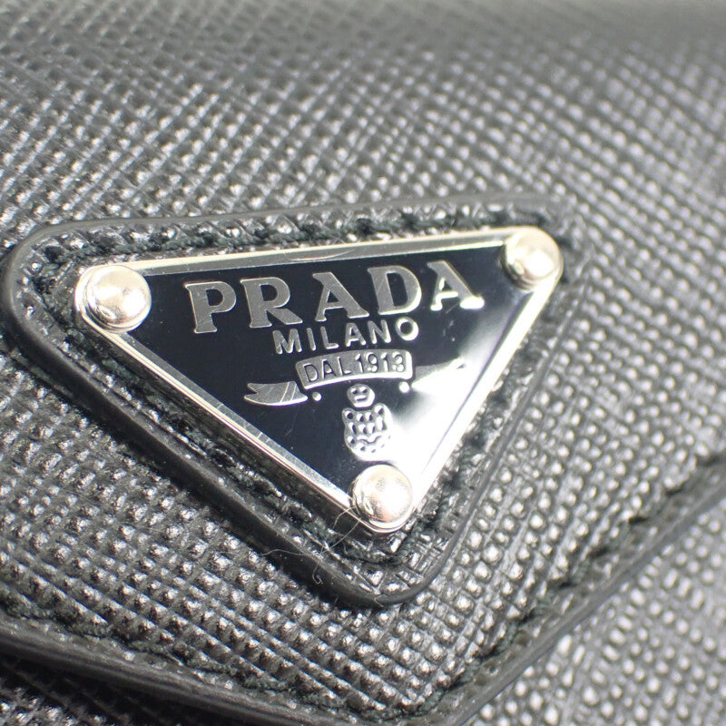 プラダ PRADA トライアングル 1TL404 カードケース サフィアーノ ブラック レディース【中古】【Aランク】