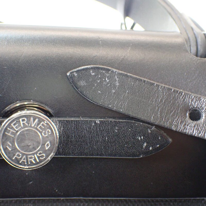 エルメス HERMES エールバッグジップPM 2WAYバッグ ハンドバッグ トワルアッシュベルリンヌ×ヴァッシュハンター ブラック シルバー金具 レディース【中古】【ABランク】