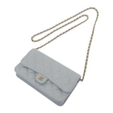 シャネル CHANEL フラップ フォンケース AP3744 ショルダーバッグ グレインドカーフスキン ライトブルー ゴールド金具 レディース【中古】【Aランク】