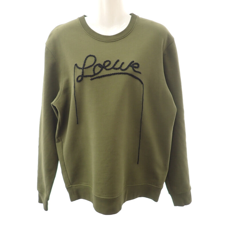 ロエベ LOEWE ロゴ シャツ 長袖 M H526Y24J06 スウェット コットン カーキ メンズ【中古】【Aランク】