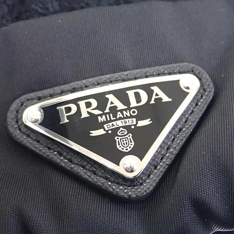 プラダ PRADA シェーカー ギャバジンxウール M UMD446_1WTO_F0002_S_202 ニットキャップ ウール ナイロン ブラック メンズ【中古】【ABランク】