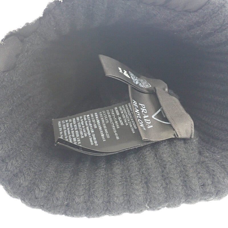 プラダ PRADA シェーカー ギャバジンxウール M UMD446_1WTO_F0002_S_202 ニットキャップ ウール ナイロン ブラック メンズ【中古】【ABランク】