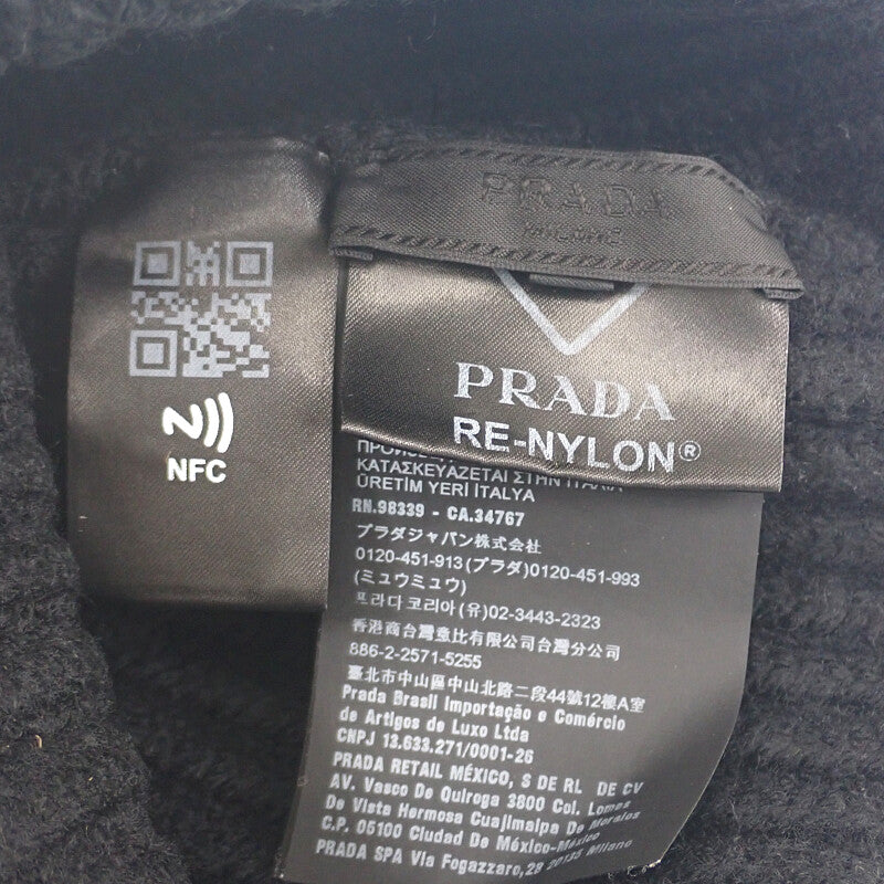 プラダ PRADA シェーカー ギャバジンxウール M UMD446_1WTO_F0002_S_202 ニットキャップ ウール ナイロン ブラック メンズ【中古】【ABランク】