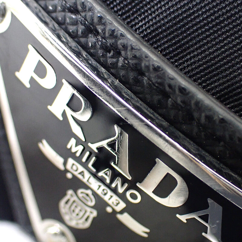 プラダ PRADA シェーカー ギャバジンxウール M UMD446_1WTO_F0002_S_202 ニットキャップ ウール ナイロン ブラック メンズ【中古】【ABランク】