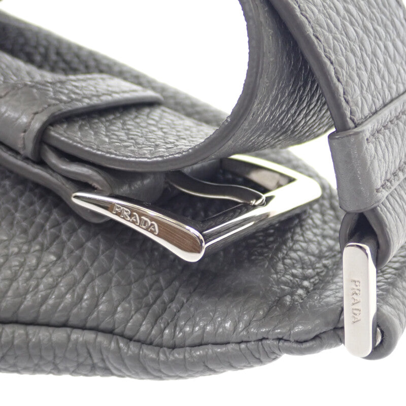 プラダ PRADA ヴィッテロダイノ 2VZ098 ボディバッグ レザー グレー シルバー金具 メンズ【中古】【Aランク】