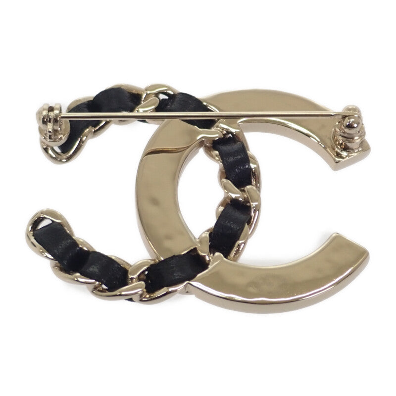 シャネル CHANEL ココマーク ブローチ メタル レザー クリスタル