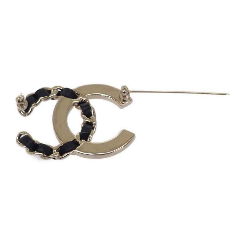 シャネル CHANEL ココマーク ブローチ メタル レザー クリスタル