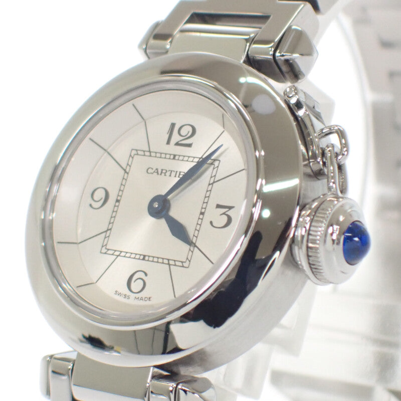カルティエ CARTIER ミスパシャ W3140007 腕時計 ステンレススチール クオーツ シルバー文字盤 レディース【中古】【ABランク】