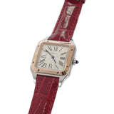 カルティエ CARTIER サントスデュモン SM W2SA0012 腕時計 ステンレススチール K18ピンクゴールド カーフレザー クオーツ シルバー文字盤 レディース メンズ【中古】【Aランク】