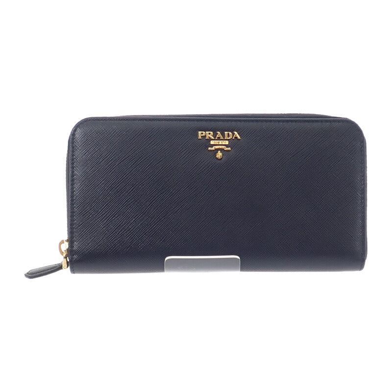 プラダ PRADA ジップアラウンドウォレット 1ML506_QHH_F0002 長財布 サフィアーノ ブラック ゴールド金具 レディース ユニセックス【中古】【Aランク】
