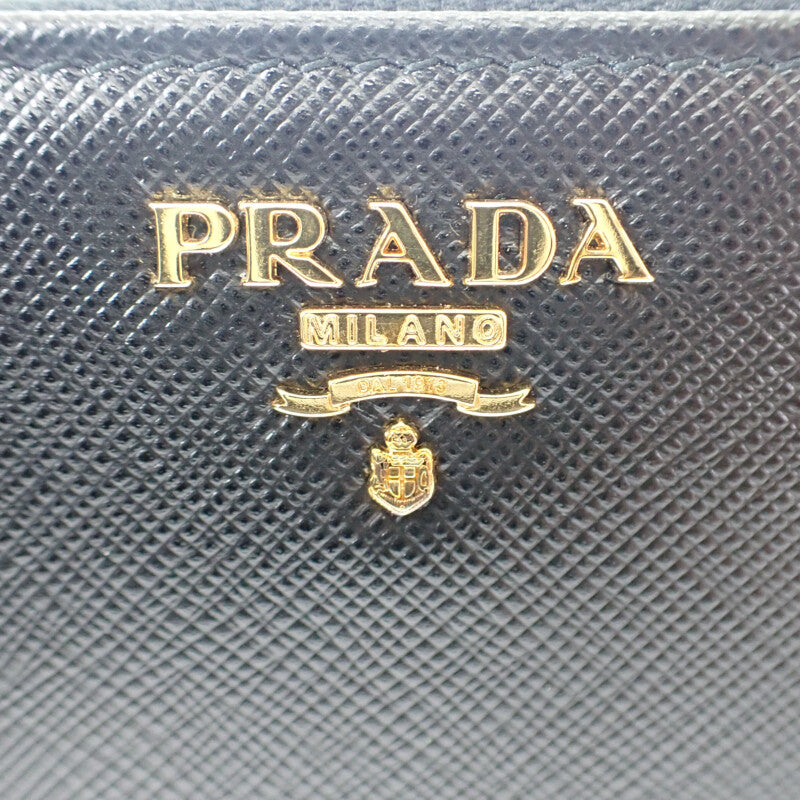 プラダ PRADA ジップアラウンドウォレット 1ML506_QHH_F0002 長財布 サフィアーノ ブラック ゴールド金具 レディース ユニセックス【中古】【Aランク】