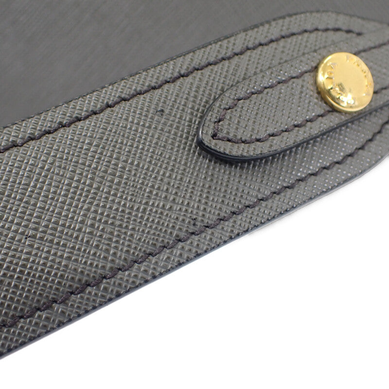 プラダ PRADA エスプラナードバッグ 1BH043 ショルダーバッグ サフィアーノ グレー ブラック レディース【中古】【ABランク】