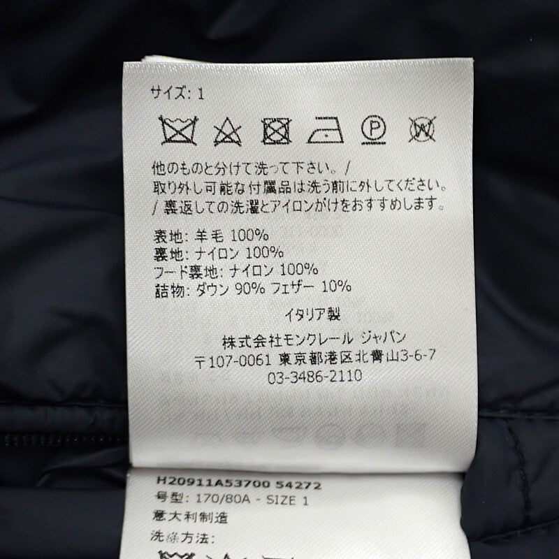 モンクレール MONCLER MONTGENEVRE ショート 1 H20911A53700 54272 ダウンジャケット ウール ネイビー メンズ【中古】【Aランク】