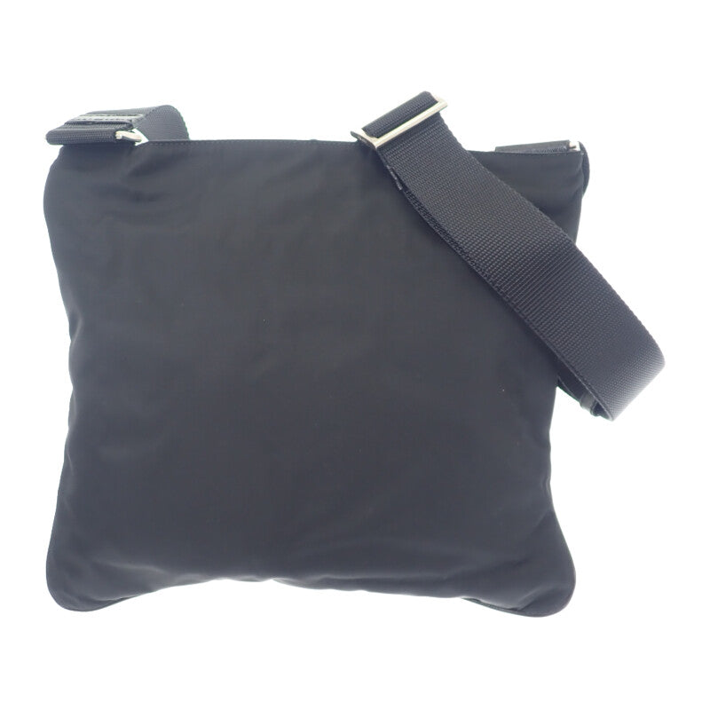 プラダ PRADA トライアングルロゴ VA0053 ショルダーバッグ ナイロン ブラック シルバー金具 メンズ レディース【中古】【Aランク】