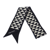 【中古】プラダ PRADA プリントツイルスカーフ 1FF008_2DTP_F0967 スカーフ シルク ブラック ホワイト レディース【ABランク】