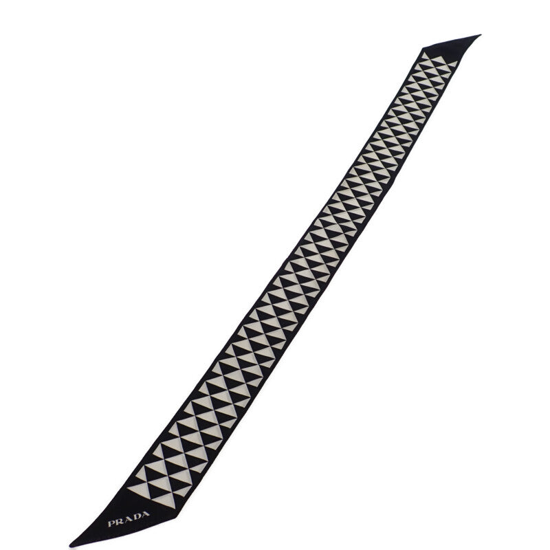 【中古】プラダ PRADA プリントツイルスカーフ 1FF008_2DTP_F0967 スカーフ シルク ブラック ホワイト レディース【ABランク】