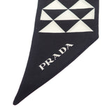 【中古】プラダ PRADA プリントツイルスカーフ 1FF008_2DTP_F0967 スカーフ シルク ブラック ホワイト レディース【ABランク】