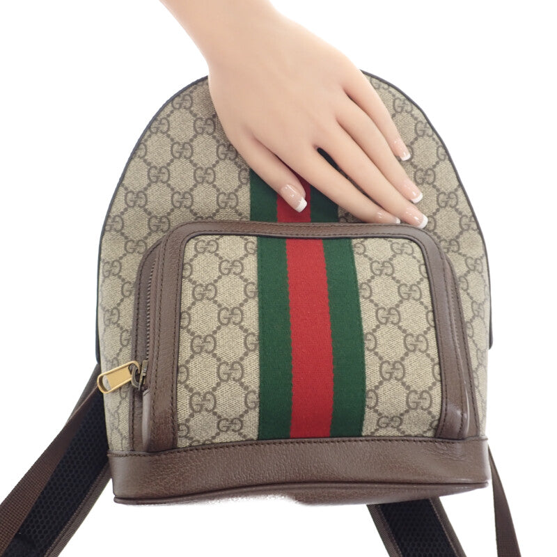 グッチ GUCCI GGスモールバックパック 547965_9U8BT_8994 リュック・デイパック GGスプリームキャンバス レザー ベージュ ゴールド金具 レディース【中古】【ABランク】