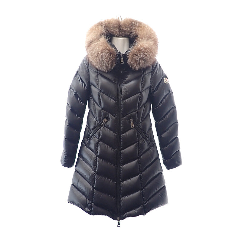 モンクレール MONCLER ファー付きロング H20931C00069_C0065 ダウンジャケット ナイロン ブラック 00 レディース【中古】【ABランク】