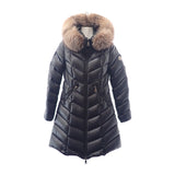 モンクレール MONCLER ファー付きロング H20931C00069_C0065 ダウンジャケット ナイロン ブラック 00 レディース【中古】【ABランク】