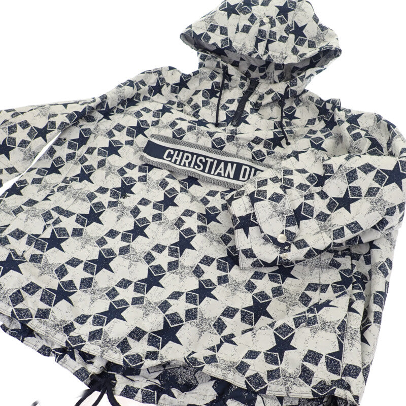 ディオール Dior スター アノラック XS 217C10A2977 パーカー ポリエステル ネイビー ホワイト レディース【中古】【Aランク】