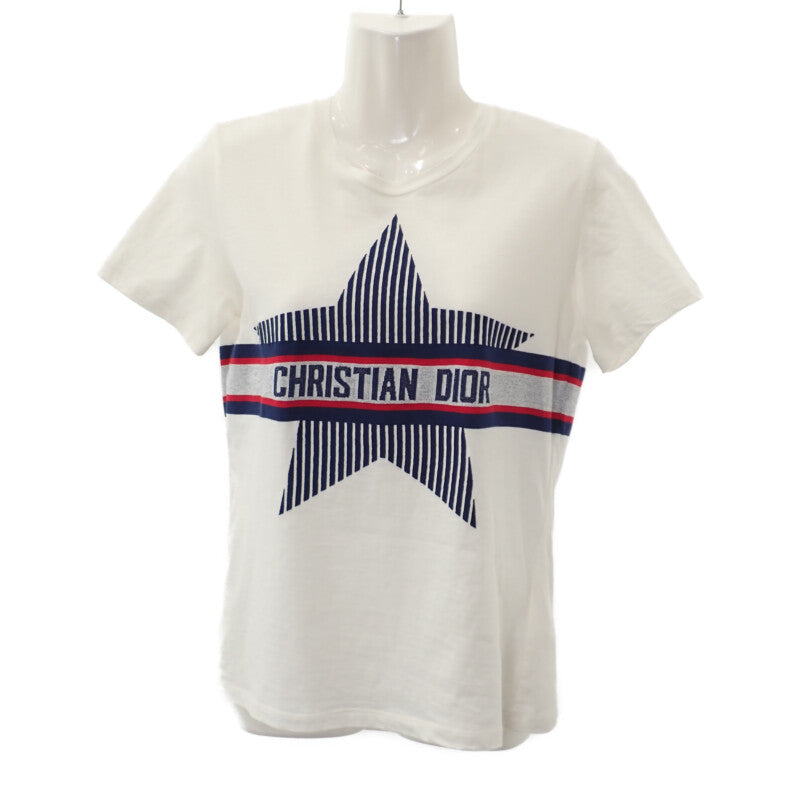 【中古】クリスチャンディオール Christian Dior スターロゴ 143T04A4478 半袖Tシャツ コットン ホワイト S レディース【ABランク】