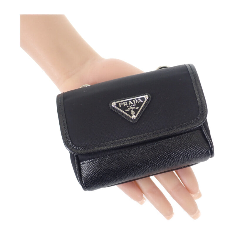 プラダ PRADA ミニポーチ Re-Nylon 2ZT0222DMHF0002 ショルダーバッグ サフィアーノ ナイロン ブラック レディース【中古】【Aランク】