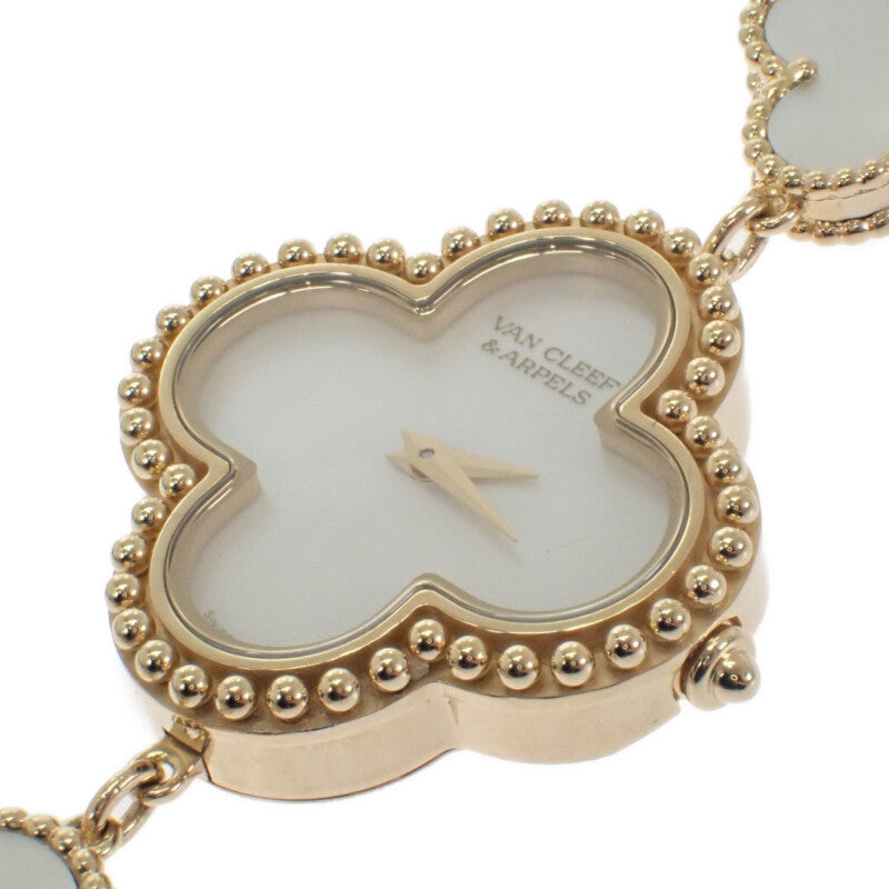 ヴァンクリーフ＆アーペル Van Cleef & Arpels アルハンブラ ウォッチ スモール VCARO40T00 腕時計 K18イエローゴールド クオーツ ホワイトシェル文字盤 レディース【中古】【ABランク】