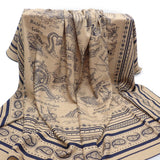 エルメス HERMES カレジェアン140 船乗りのタトゥー バンダナ スカーフ カシミヤ シルク ベージュ ネイビー レディース【中古】【Aランク】