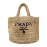 プラダ PRADA スモール クロシェ ラフィア風 1BG422 トートバッグ ナチュラル レディース【中古】【Aランク】