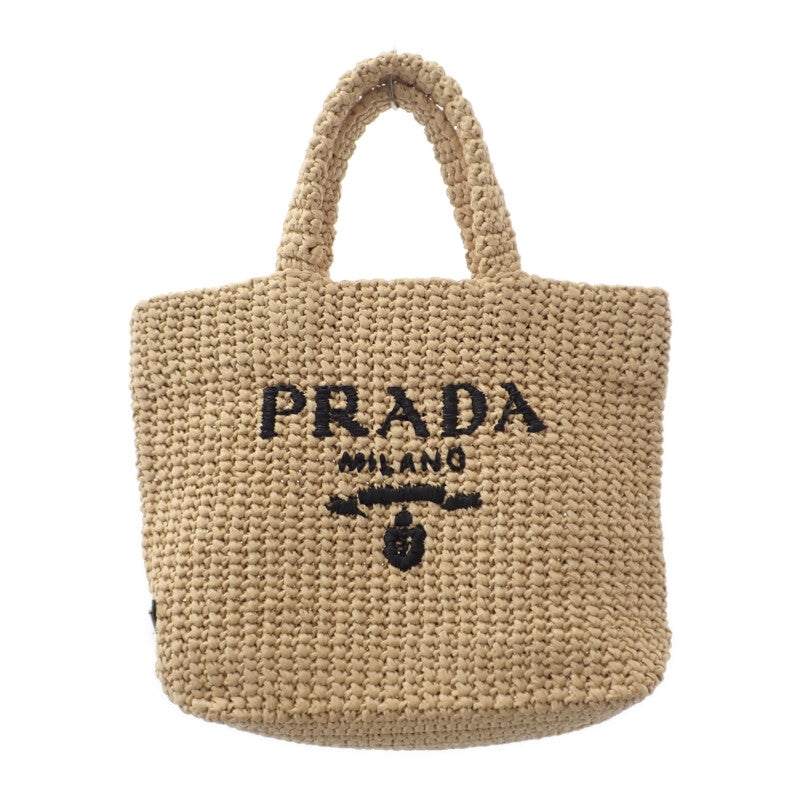 プラダ PRADA スモール クロシェ ラフィア風 1BG422 トートバッグ ナチュラル レディース【中古】【Aランク】