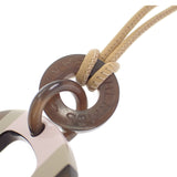 【中古】エルメス HERMES H エキップペンダント ネックレス バッファローホーン レザー ベージュ ピンク ブラウン レディース【Aランク】