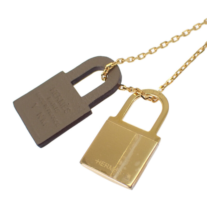 エルメス HERMES オーケリーPM ネックレス ヴォースイフト メタル ゴールド ブラウン レディース メンズ【中古】【Aランク】
