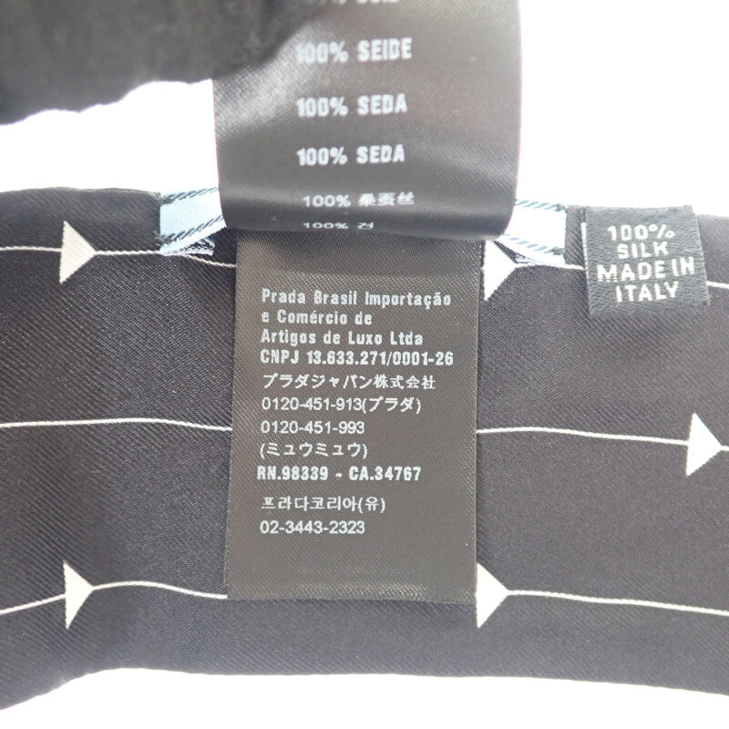 【中古】プラダ PRADA プリントツイル 1FF008_2DTR_F0967 スカーフ シルク ブラック ホワイト レディース【Aランク】