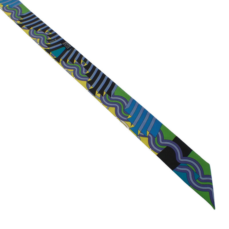 【中古】エルメス HERMES ツイリー BALLET AQUATIQUE スカーフ シルク イエロー グリーン ブラック  レディース ユニセックス【ABランク】