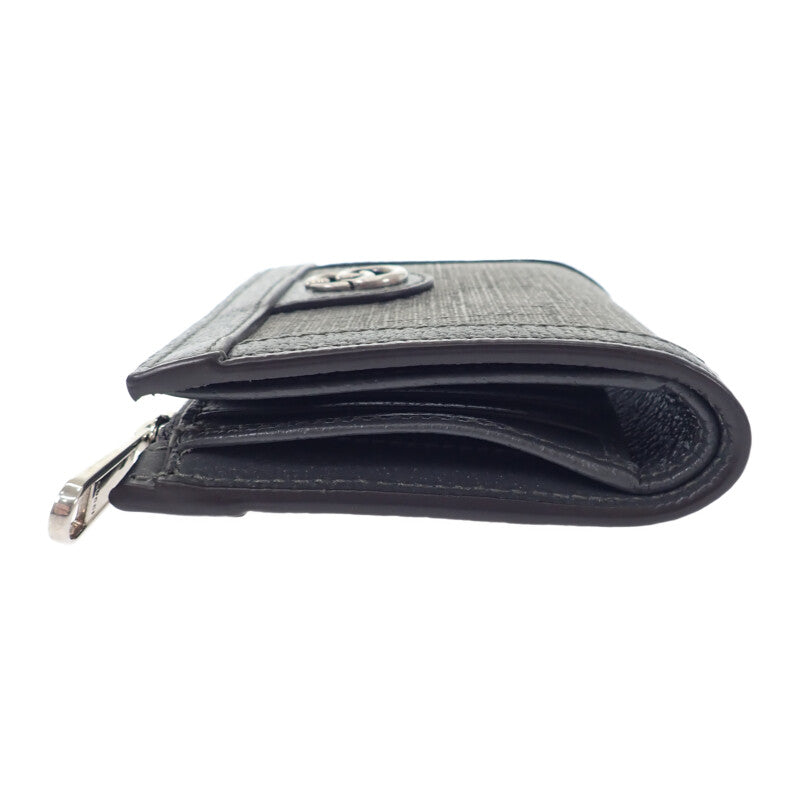 グッチ GUCCI GGコインウォレット 760238 二つ折り財布 GGスプリームキャンバス レザー グレー メンズ レディース【中古】【Aランク】